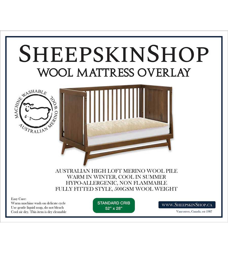 Wool Mattress Pad - Standard Crib (53"x29")